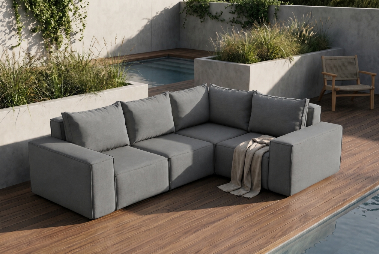 Garten Ecksofa Grau